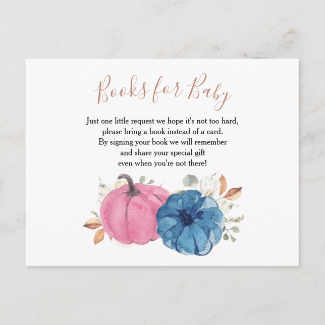 Blush Pink & Navy Pumpkin Books for Baby Postcard (Front)