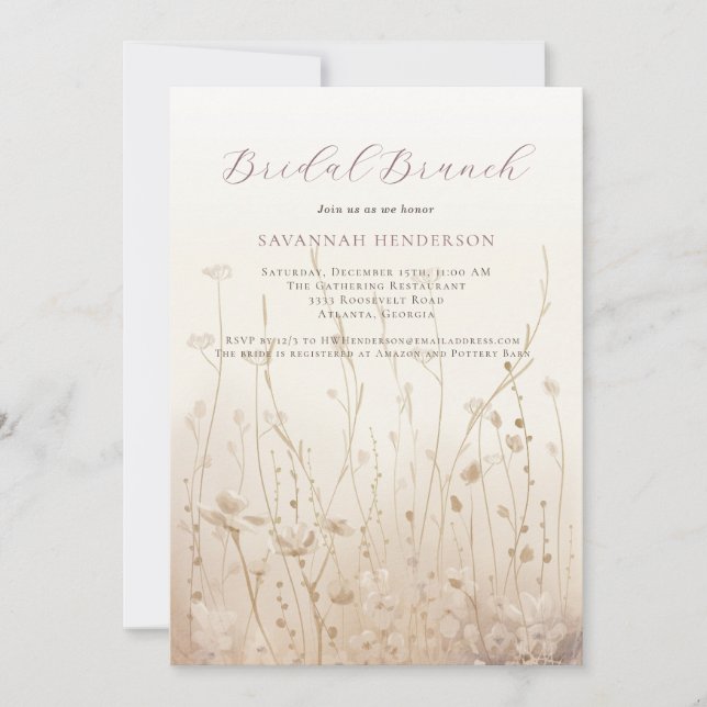 Blush Pink Neutral Bridal Brunch Shower Invitation (Front)