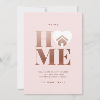 Blush Pink New Home Moving Announcement Card