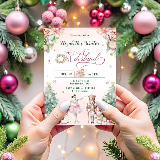 Blush Pink Nutcracker First Birthday Party Invitation (Creator Uploaded)