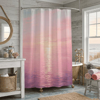 Blush Pink Ocean Beach Sunset Horizon Seascape