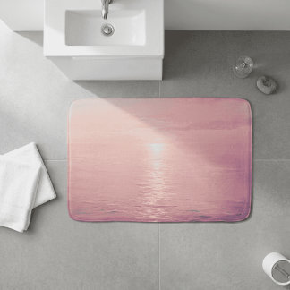 Blush Pink Ocean Beach Sunset Horizon Seascape Bath Mat