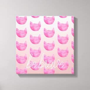 Blush Pink Ombre Cat Be Brave Canvas Print