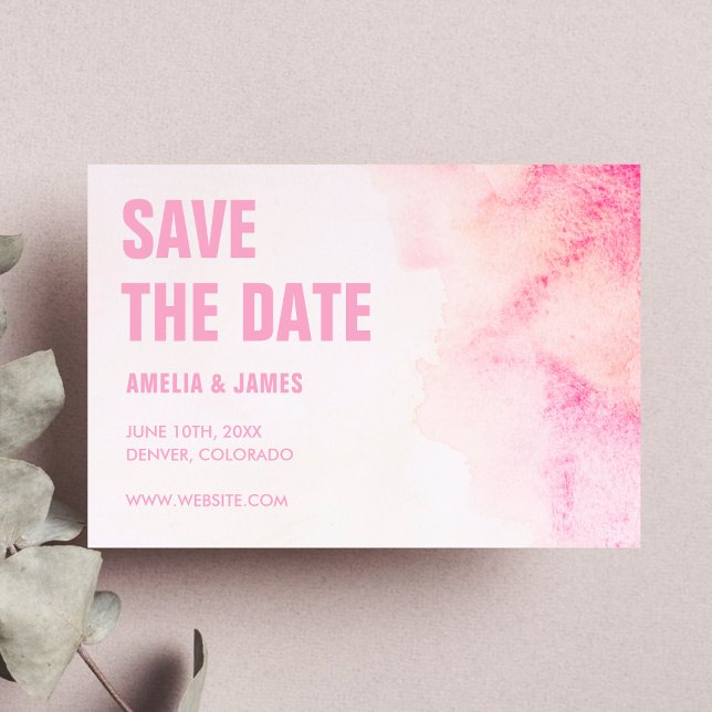 Blush Pink Ombre Dusty Rose Watercolor Typography Save The Date (Creator Uploaded)