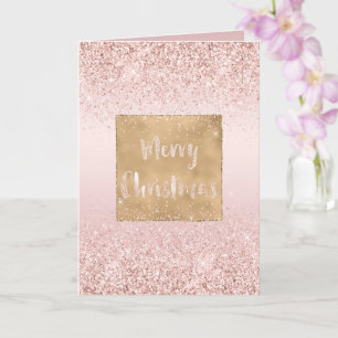 Blush Pink Ombre Glitzy Glitter Sparkle Christmas Card