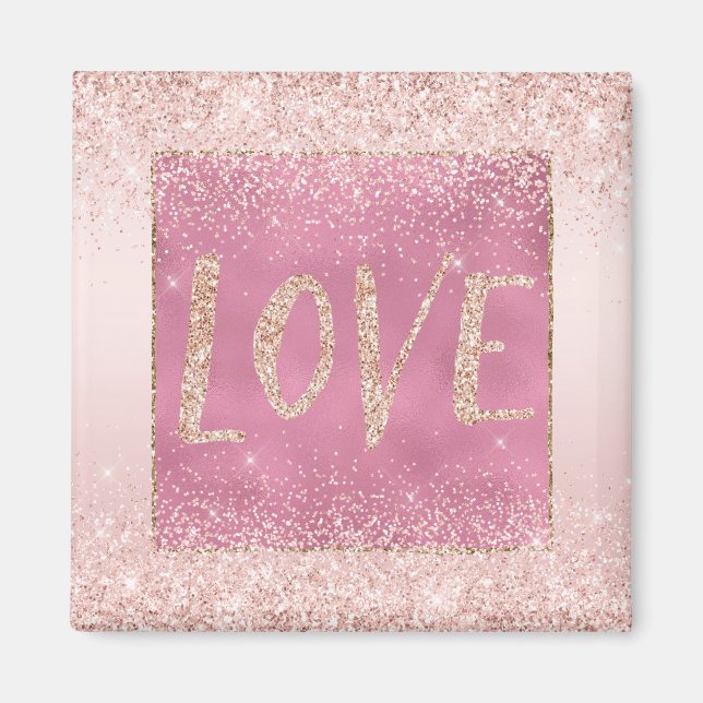 Blush Pink Ombre Glitzy Glitter Sparkle Love      Magnet (Front)