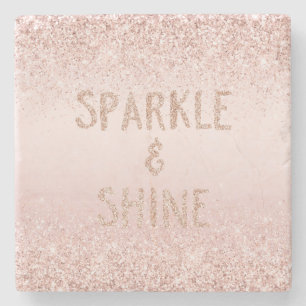 Blush Pink Ombre Glitzy Glitter Sparkle Stone Coaster