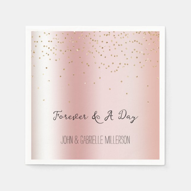 Blush Pink Ombre Gold Glam Confetti Napkin (Front)