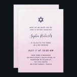 Blush Pink Ombre Watercolor | Bat Mitzvah Invitation<br><div class="desc">These stylish and trendy Bat Mitzvah invitations feature a light blush pink ombre watercolor wash background. Your information appears in a mix of darker,  navy blue handwritten script typography and modern sans serif text,  and there is also a Star of David.</div>