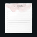 Blush Pink Ombre Watercolor To-Do List Notepad<br><div class="desc">Keep track of your to-do list with this personalized notepad. The design features a blush pink ombre watercolor at the top,  a customizable header that reads "Get it Done",  beneath you can add your name and 12 lines to add your tasks and check them off.</div>