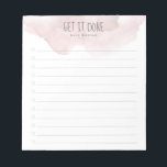 Blush Pink Ombre Watercolor To-Do List Notepad<br><div class="desc">Keep track of your to-do list with this personalized notepad. The design features a blush pink ombre watercolor at the top,  a customizable header that reads "Get it Done",  beneath you can add your name and 12 lines to add your tasks and check them off.</div>