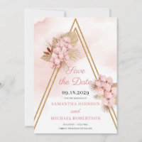 Blush Pink Orchid Faux Gold Arch and Dried Palm 