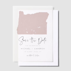 Blush Pink Oregon Map Minimalist Save the Date Vellum Invitations