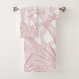 Blush Pink Palm Bliss 1 #tropical #art Bath Towel Set