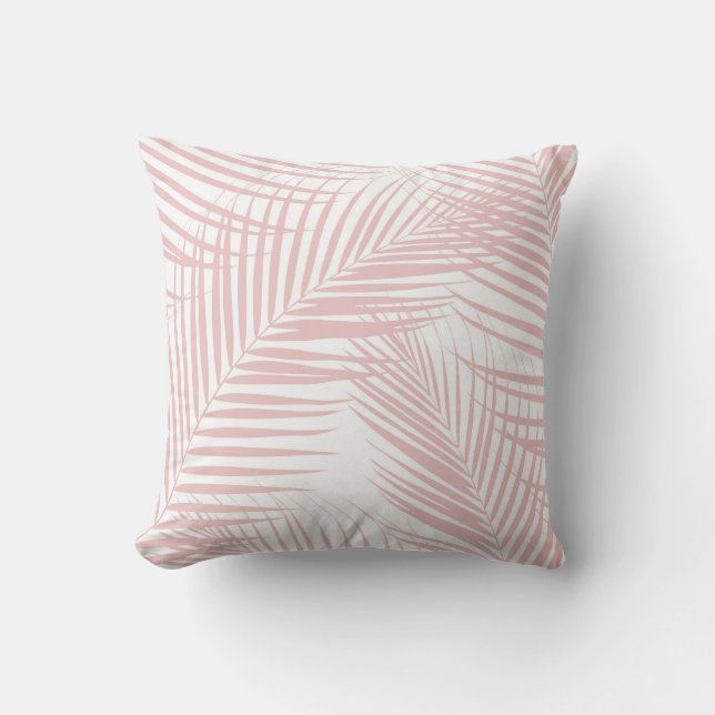 Blush Pink Palm Leaves Dream Cali Summer Vibes #2 Throw Pillow (Front)