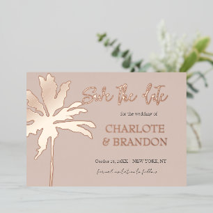 Blush Pink Palm Tree Beach Wedding Save The Date