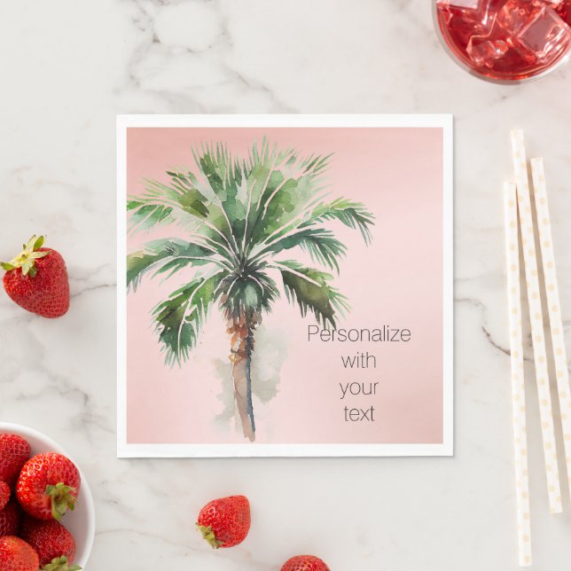 Blush Pink Palm Tree Personalized    Napkin (Insitu)