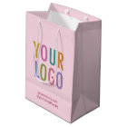 Blush Pink Paper Gift Bag Custom Company Logo
