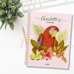 Blush Pink Parrot 2022 2023 Monogram Name Planner