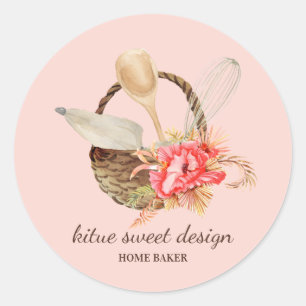 Blush Pink Pastry Chef Bakery Classic Round Sticker