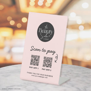 Blush Pink Payment Logo QR Code Scan To Pay Pedestal Sign