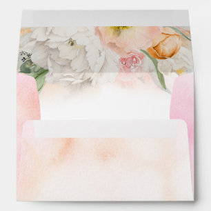 Blush Pink Peach and White Flowers Elegant Envelope