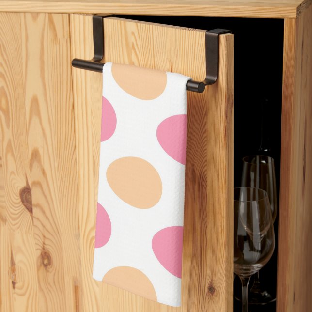Blush Pink Peach Easter Eggs Pattern Kitchen Towel (Thirds Fold)