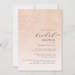 Blush Pink Peach Floral Photo Bridal Shower Invitation