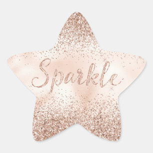 Blush Pink Peach Rose Glitter Sparkle Quote      Star Sticker