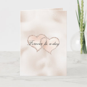 Blush Pink Peach Rose Glitz Hearts Card