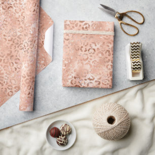 Blush Pink Peach Rose Gold Leopard  Wrapping Paper