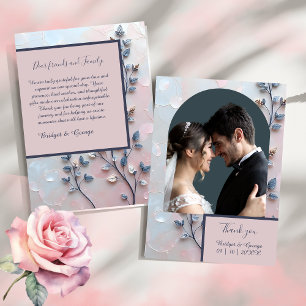 blush pink & pearl tone botanical Branch wedding Thank You Card