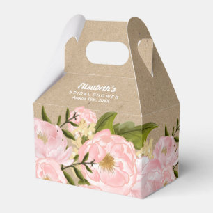 Blush Pink Peonies Bridal Shower Favour Boxes