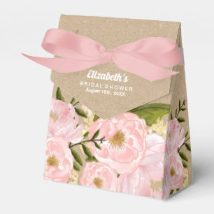 Blush Pink Peonies Bridal Shower Favour Boxes