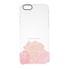 Blush Pink Peonies Personalized Clear iPhone Case