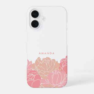 Blush Pink Peonies Personalized iPhone Case