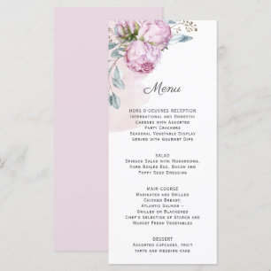 Blush Pink Peonies Sage Greenery Wedding Menu