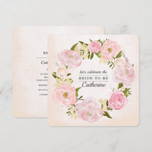 Blush Pink Peonies Watercolor Bridal Shower  Invitation