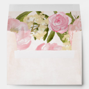 Blush Pink Peonies Watercolor Wedding  Envelope