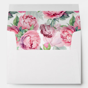 Blush Pink Peonies Watercolor Wedding Envelope