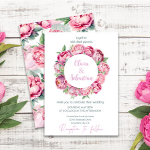 Blush Pink Peonies Watercolor Wedding Invitation
