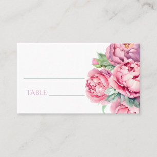 Blush Pink Peonies Watercolor Wedding Place Card