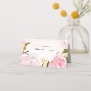 Blush Pink Peonies Watercolor Wedding Place Card