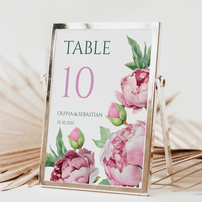 Blush Pink Peonies Watercolor Wedding  Table Number (Creator Uploaded)