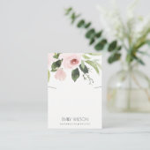 BLUSH PINK PEONY FLORA WATERCOLOR NECKLACE DISPLAY BUSINESS CARD (Standing Front)