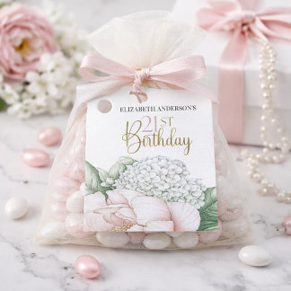 Blush Pink Peony Floral 21st Birthday  Favour Tags