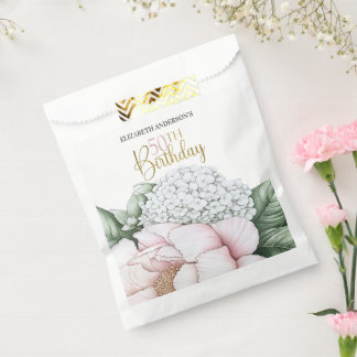 Blush Pink Peony Floral 50th Birthday  Favour Bag