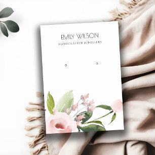 BLUSH PINK PEONY FLORAL WATERCOLOR EARRING DISPLAY BUSINESS CARD