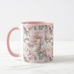 Blush Pink Peony Flowers Cottagecore Coffee Mug