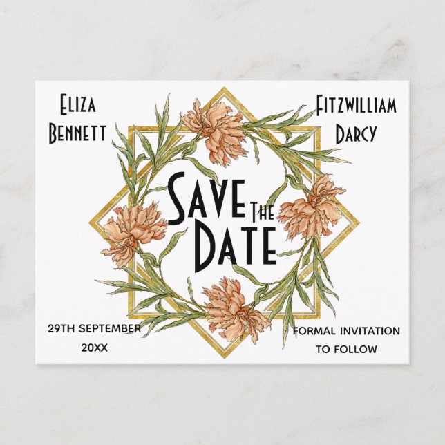 Blush Pink Peony Save the Date Postcard (Front)